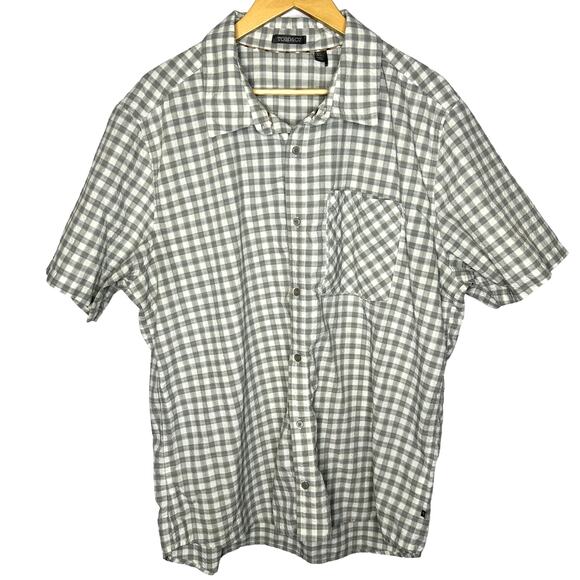 Toad & Co. Horny Toad Gray Checker Texture Short Sleeve Button Down Men Shirt XL - Picture 1 of 5